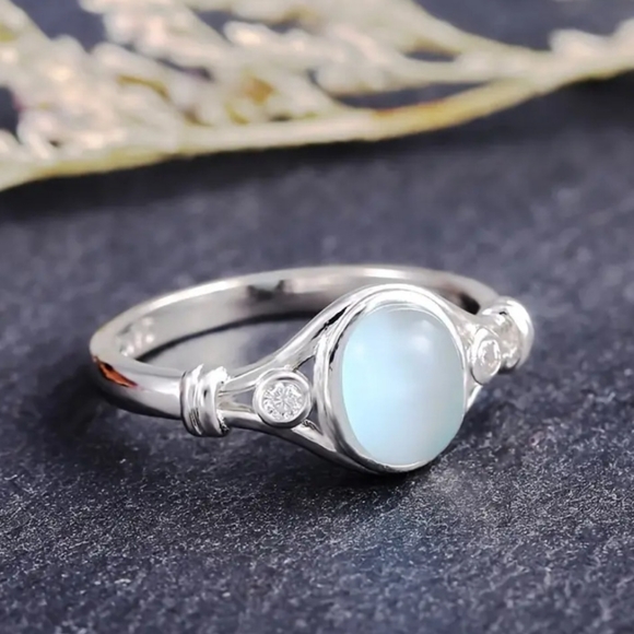🎀925 Sky Blue Cats Eyes Ring - Picture 2 of 4
